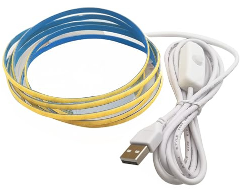 Vrabocry USB 5V LED Streifen Natürliches Weiß 1M, 320LEDs ON/OFF COB 5MM PCB LED Strip Lights+4500K TV Hintergrundbeleuchtung,Flexibel Unterbodenleuchte für Küche,Schlafzimmer,Zuhause DIY