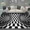 Salutebaba 3D Vortex Teppich 200x300cm Schwarz und Weiß für Zuhause