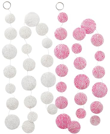 2 x Capiz Girlande Elena Länge 180 cm Ornament pink Weiss