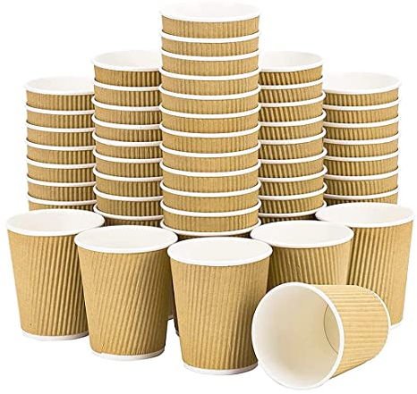 Muuoeou 100 StüCk 8 Unzen Kraft Dreifach Wandige Ripple Einweg Becher, Kaffee Tassen für Tee & Kaffee, Becher