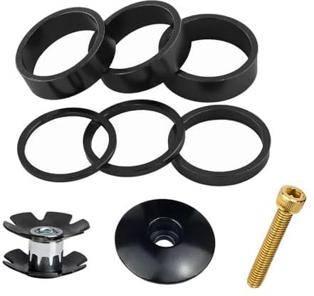 Ieron 9PCS Bicycle Headset Spacer Kit With Stem Top Cap Aluminium Alloy Bicycle Front Fork Stem Spacers For MTB BMX Road Bike