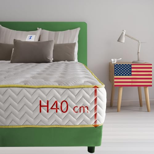 Comfy Line Memory-Schaum Matratze - Einzelbett 100 x 200 cm, 40 cm Hoch - Amerikanische Matratze Gegen Rückenschmerzen, Kühlend, Mit Antiallergischer Füllung