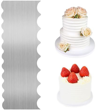 Cake Scrapers, Double Sided Cake Smoother, Stainless Steel Scraper for Buttercream for Birthday Wedding Home Party Cream Baking Decorating