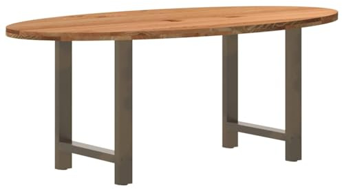 Fangmaliuyun Esstisch Eiche 200x100 cm oval, Hellbraun, Stahlgestell, verstellbare Füße, modern, robust