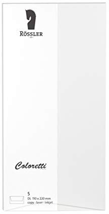 Rössler 220702509 - Coloretti Briefumschläge, 80 g/m², DIN lang, weiß, 5 Stück