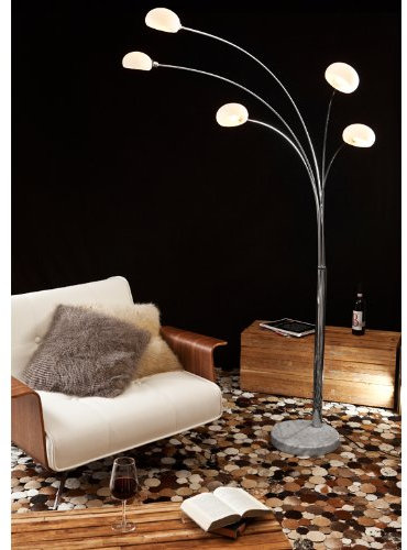 SalesFever Bogenlampe Weiss groß mit Dimmer Five Fingers