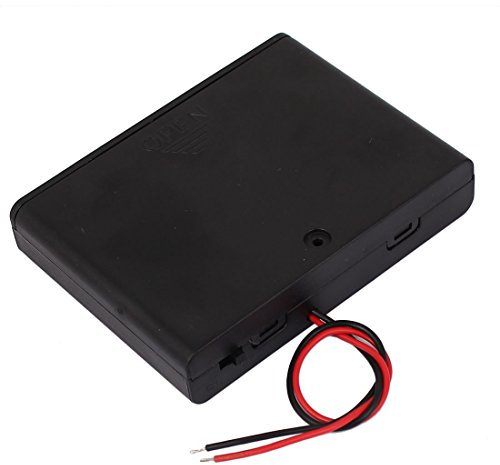 sourcingmap 9V Power Supply 6 x AA Battery Holder Enclosed Case Box Switch Wire Lead Black