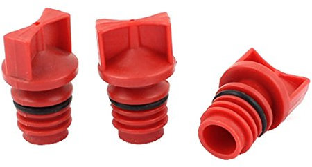 sourcing map Tapones de aceite del compresor de aire con carcasa de plástico de 18mm de diámetro de rosca macho rojo 3pcs