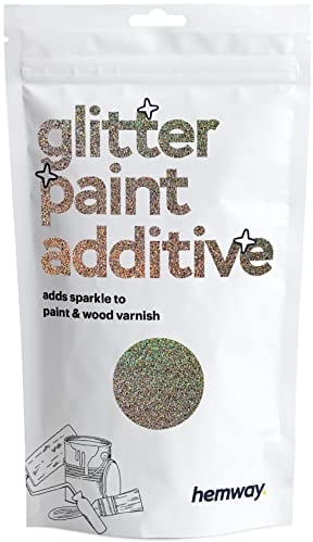 Hemway Glitter Paint Additive - Gold Silver Holographic | Metallic Flakes for Adding Sparkle to Paints & Wood Varnish | Add to Emulsion, Acrylic & Latex for Indoor Sparkly Walls | 100 g