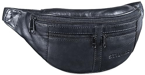 STILORD 'Echo' Vintage Hüfttasche Leder Bauchtasche Gürteltasche für Herren und Damen 7 Zoll Kamera Handy Reise Festival Unisex Echtleder, Farbe:schwarz