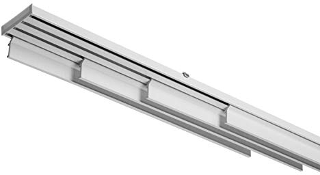 Schienensystem für Gardinenstange, komplett aus Aluminium, weiß, mit Seilzug, 4 Paneele, verschiedene Größen (260 cm)