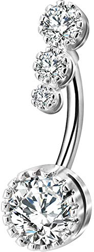 OUFER 316L Edelstahl Belly Bars Clear CZ Navel Rings Bauchnabelpiercing Schmuck Bananabells