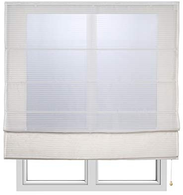 STORESDECO Raffrollo mit Stangen 175H x 105B - Waschbares Faltrollo zum Bohren inkl. Montagematerial - Lichtdurchlässige Roman Blinds mit Kindersicherung für Fenster & Türen - Gardinen Rollo Küche