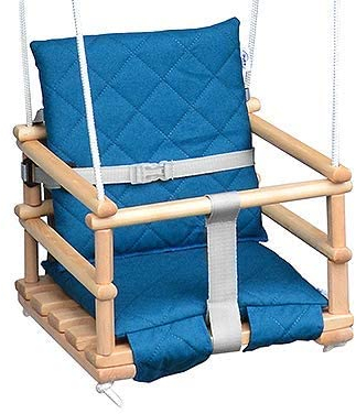 Skyline Balancoire Enfant Exterieur Jardin en Bois Accessoire Interieur Tissu Siege Fait Main Balançoire pour Bébé Interieur Corde 3 in 1 Naturel/Rouge