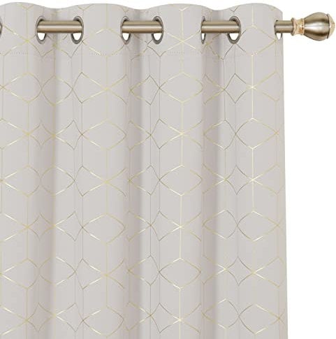 Deconovo Vorhang Wohnzimmer Modern Thermo Thermogardine Hitzeschutz Dicke Kälteschutz, Gardinen Blickdicht mit Ösen, Wärmeisolierende Vorhänge für Wohnzimmer, 138x132 cm(HöhexBreite), Creme, 2er Set
