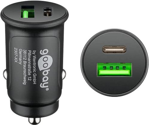 goobay Ladegerät Dual-USB Auto Schnellladegerät USB-C PD (Power Delivery)