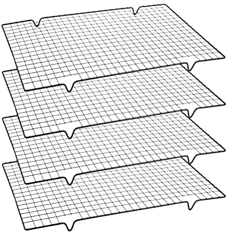 QUPLMGE 4 Piezas Rejilla de Refrigeración de Acero Inoxidable, Rejillas de Enfriamiento Rectangular para Enfriar Pasteles Tartas