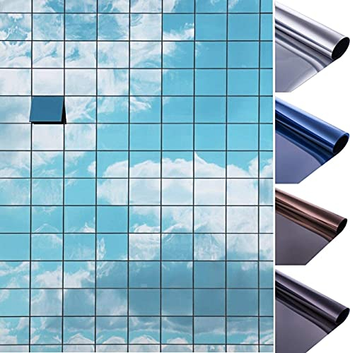 SA ROCA® 15€/m² Spiegelfolie für Fenster im Wunschmaß – Bis 50m am Stück I Blickdichte Fensterfolie als Sichtschutz & Sonnenschutzfolie innen I Verspiegelte Wärmeschutzfolie [Schwarz I 2m x 119,5cm]