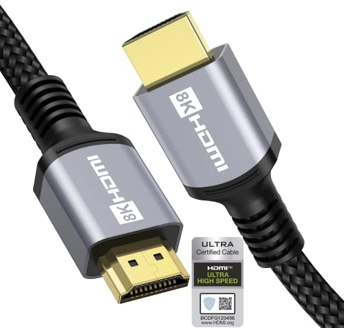 Cable HDMI 2.1 4K 8K HDR Certificado 3 Metros 48Gbps 10K 30Hz 8K 60Hz 4K 120Hz 2K 240Hz Full HD 7680p ALLM FreeSync VRR ARC eARC Dolby HDR 10+ HDCP 2.3 Soporte PS5 Xbox Soundbar Real 8K Fire TV