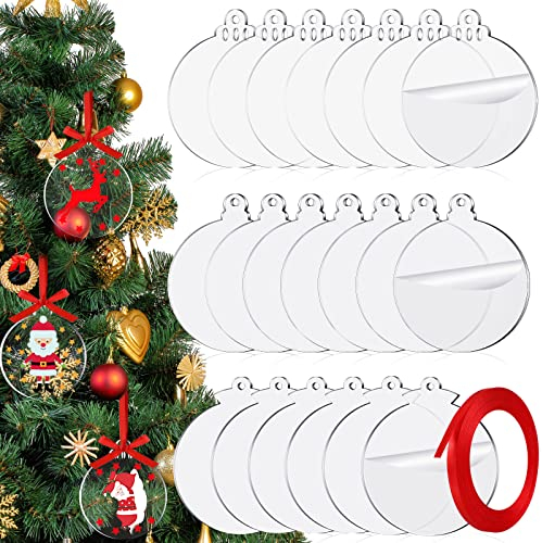 30 Stück transparente Acryl-Weihnachtsschmuck, 7.6 cm, blanko, rund, Acryl, Weihnachtsdekoration, Acrylscheibe, Weihnachtsbaumdekoration (klassischer Stil, 30 Stück)