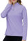 AjezMax Damen Sportshirt Langarm Sweatshirts Outdoor Trainingshemd Fitness Yoga Shirt Atmungsaktiv Funktionsshirt Workout Oberteil mit Reißverschluss Hellviolett XX-Large