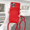 UEEBAI Crossbody Case for iPhone XR with Camera Cover, Silicone Card Holder Phone Cover with Adjustable Necklace Strap Cord Lanyard Shockproof Protective Case - Red