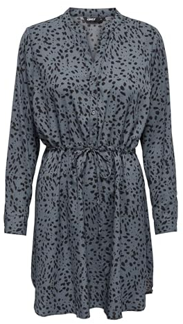 ONLY Onlcory L/S V-Neck Tunic Wvn Noos, Vestito Donna, Blu (Blue Indigo/AOP: Black Leo), M