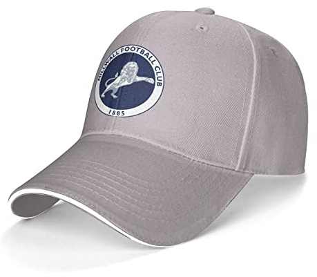 Fnqhappy Mill-Wall FC Baseballkappe mit gebogener Krempe, bedruckt, Sonnenhut, Reise-Kappe, Sandwich-Kappe, verstellbar, Truckerhut, grau, One size