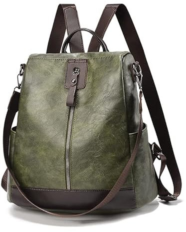 Wishliker Zainetto Donna Pelle Antifurto Viaggi,Verde