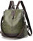 Wishliker Anti-Diebstahl Rucksack Damen Leder Elegant Wasserdicht,Dunkelgrün