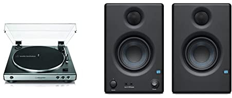 Audio-Technica AT-LP60XUSB- Tocadiscos automático estéreo de tracción por Correa (analógico y USB), Negro (Gunmetal) & Presonus ERIS E3.5 (Par) Studio Monitor, Color Negro