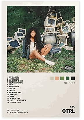 Sza Poster Sza CTRL Album Cover Poster (4) Leinwand Poster Schlafzimmer Dekor Sport Landschaft Büro Zimmer Dekor Geschenk Rahmen Stil 30 x 45 cm