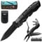RoverTac Coltello tascabile Spelafili Multitool Coltello pieghevole con set di 9 cacciaviti Bottiglia e apriscatole Liner Lock Fodero resistente Regali unici per uomini