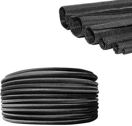 Kabelschlauch, Flexibler Gewebter Kabelmantel, Selbstschließend Kabelschutz Für TV, Computer, Schreibtisch, USB Kabel Stromkabel Audio Video Kabel, Schwarz (10 M, 6-10mm)