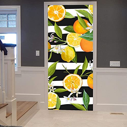 3D Frisches Obst Zitrone Tür Wandbild Selbstklebende Tür Aufkleber Poster Tapete Kunst Wandaufkleber Foto 80 X 200 Cm Für Wohnzimmer Schlafzimmer Badezimmer Küche Büro Pvc Abnehmbare Türdekoration