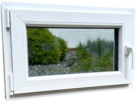 BE Bauelemente 50 x 80 cm (H x B) Kellerfenster DIN R und L 2-fach verglast - Made in Germany - verschiedene Außenfarben (DIN R Weiß ähnlich RAL 9010)