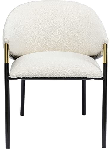 Kare Design Armlehnstuhl Boulevard, Weiß, Esszimmerstuhl mit Armlehne, Polsterstuhl, Bürostuhl, Bouclé-Optik, Stahlfüße, 79x58x57 cm (H/B/T)
