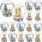Liliful 16 Stück Weihnachten LED Klar Kunststoff Schneekugel Kit Inklusive DIY Schneekugel mit Schraubkappe Künstlicher Mini Weihnachtsbaum Schneemann Weihnachtsmann Hirsch Tannenzapfen und Lichter