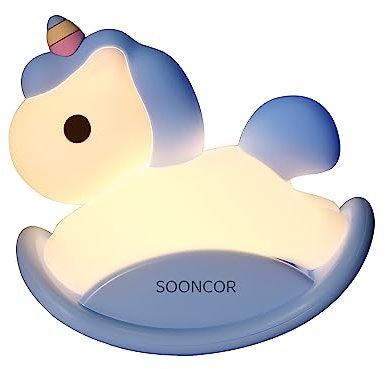 SOONCOR Rocking Horse Unicorn Night Light Silicone Rechargeable Bedside LED Lamp Timer Touch Dimmable for Kids Nursery and Bedroom