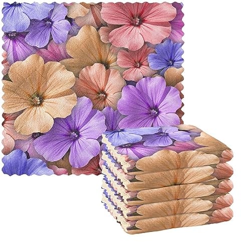 linqin Bunte Geranie Blume Set mit 6 saugfähigen Mikrofaser-Geschirrtüchern Dekor Baumwolle Auto Trocknen Handtücher wiederverwendbar für Arbeitsplatte Ofen