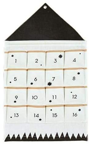 XNSHUN Adventskalender Aus Leinwand Zum Befüllen Mit 16 Tage, Stoff Adventskalender Zum Befüllen, Filz Hängeorganizer Weihnachten Türschild, Weihnachts Countdown Weihnachtsdekorationen (16 Tage)