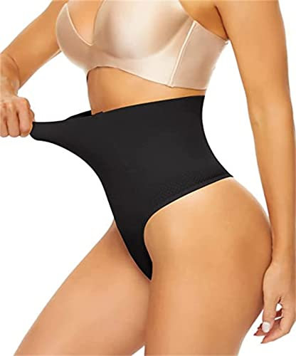 LAZAWG Perizoma - Ventre piatta da donna, invisibile, guaina modellante modellante per dimagrimento, body shaper shapewear Thong Panty, Nero , L