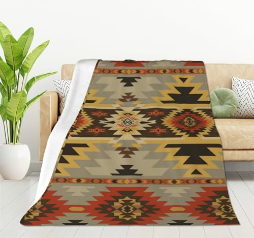 HGOD DESIGNS Azteken-Decke, amerikanischer Südwest-Druck, Überwurf, weich, warm, leicht, Decke für Frauen, Geburtstag, Weihnachten, Zuhause, Wohnzimmer, Dekoration, 100 x 130 cm