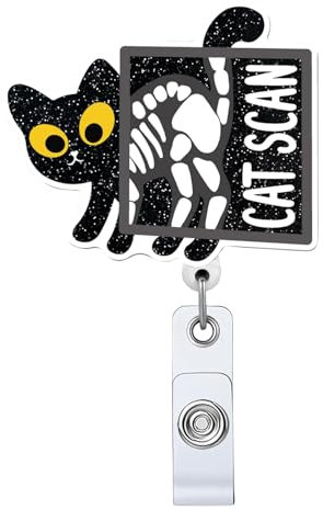 Cat Scan einziehbarer Ausweishalter mit Ausweis-Clip, Namensschild, Karte, lustiges Katzengeschenk für Krankenschwestern, Büroangestellte, Katzenliebhaber, Röntgen-Orthopädie, Krankenschwester,