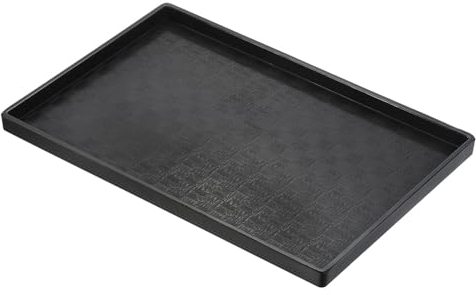 PATIKIL Bandejita de Comida Rápida 12X8 Bandeja Rectangular de Plástico Reutilizable de Textura Mosaico para Restaurante Cocina en Casa Color Negro