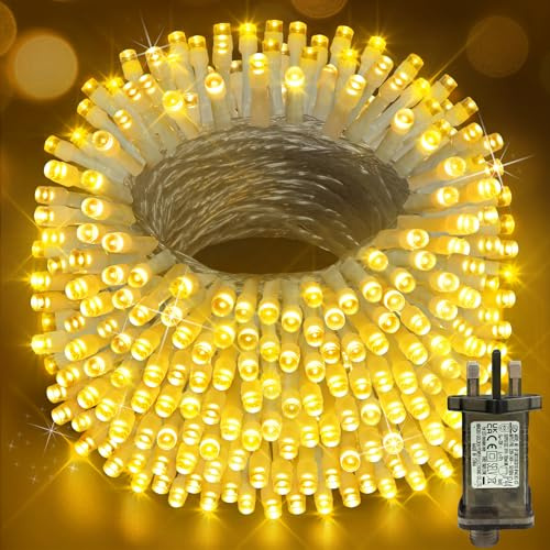 Heceltt Christmas String Lights Outdoor, 50M/164FT 500 LED Christmas Fairy Lights 8 Modes with Remote and Timer for House,Garden,Wedding,Party,Tree Decorations (Warm White) [Energy Class F]