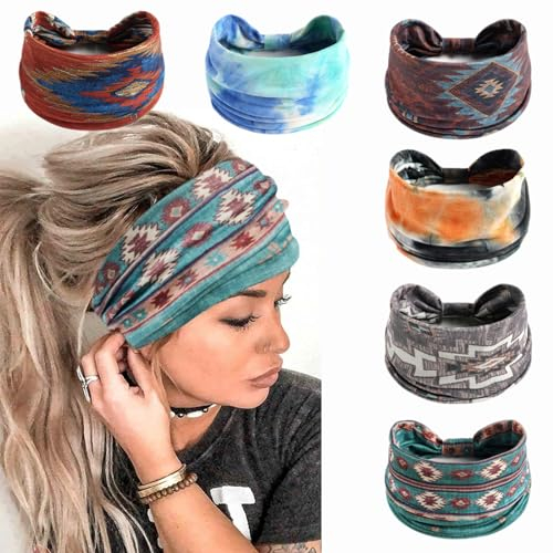Serre-tête de mode pour femmes Foulard de tête Bandeau de cheveux Turban Fleur de coton Serre-tête large de yoga Serre-tête de sport Écharpe de tête (P6WBoRanse)