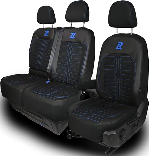 LUCARO Sitzbezüge Auto für Volkswagen Crafter 2, Man TGE 1+2 Blau Auto Sitzbezüge Man TGE, Volkswagen Crafter 2 - Robuster und Bequemer Sitz - Ergonomische Car Seat Cover - Öko-Leder-Sessel