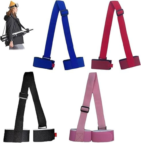 Sangles De Ski Skimate Bandoulière Réglable pour Planche à Neige Accessoires De Sport d'hiver Porte-Ski Skimate pour Le Transport Le Voyage Et Le Rangement (4 Pièces)