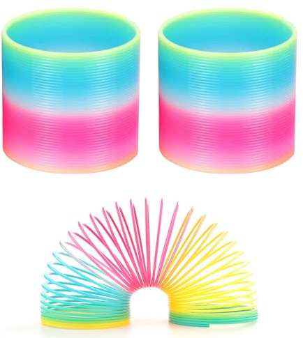 DALAETUS 2 Pièces Rainbow Spiral Jouet Set, 6.5 x 6cm Ressorts en Spiral pour Garçons Filles, Bobine Jouet Parfait pour Les Cadeaux de fête